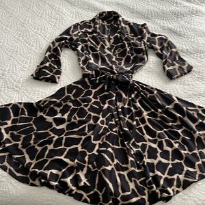 Zara 100% Silk Animal Print wrap dress